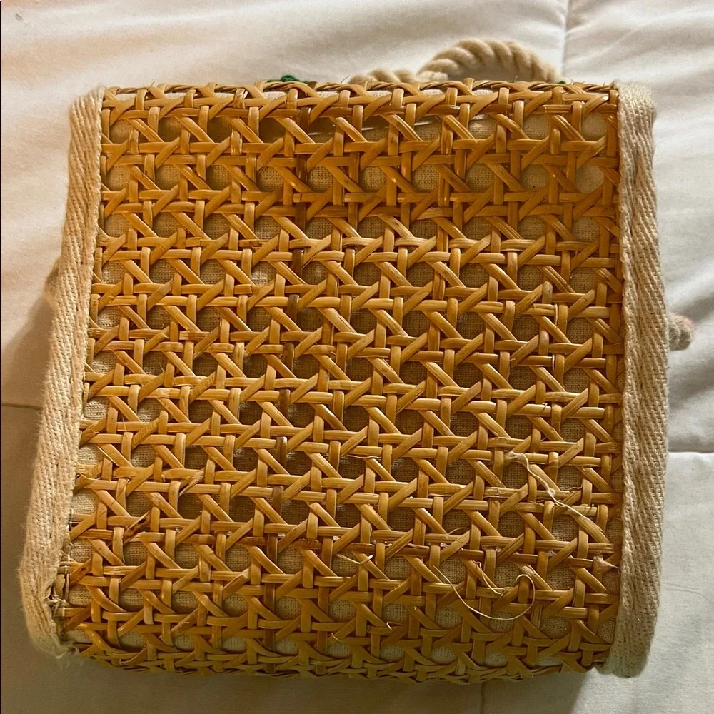 Zara Woven Crossbody Bag with Red and Green Accents - Picture 3 of 4